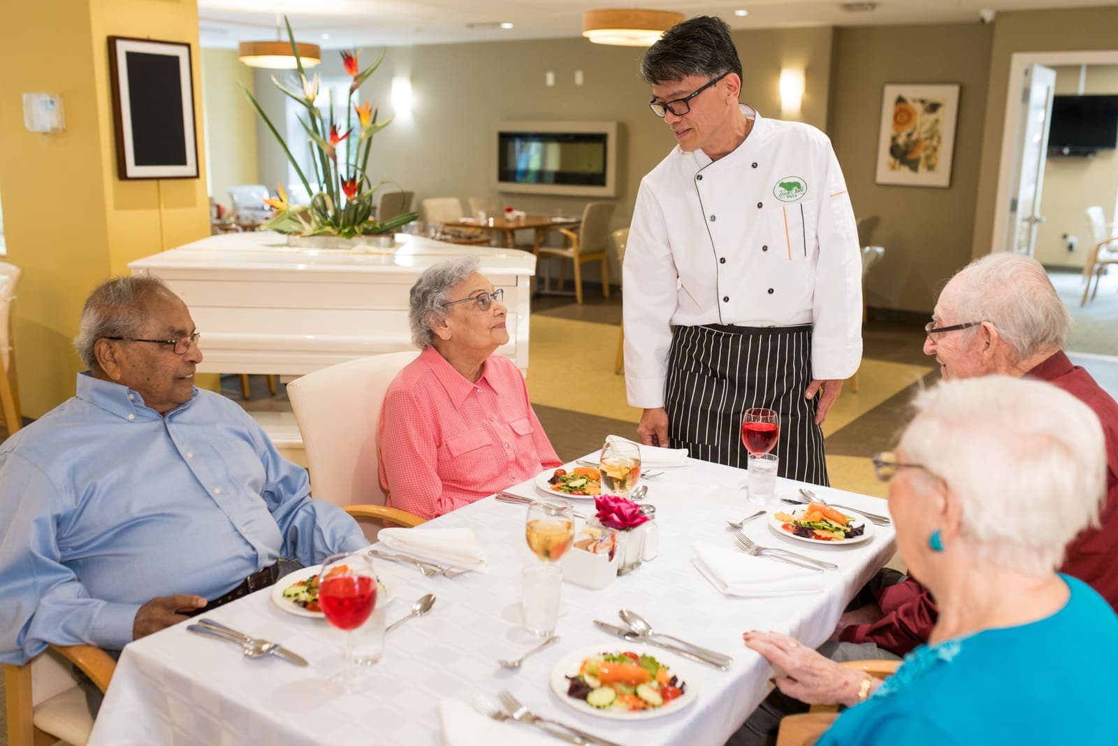 Chef-prepared meals served at the Sunflower Restaurant