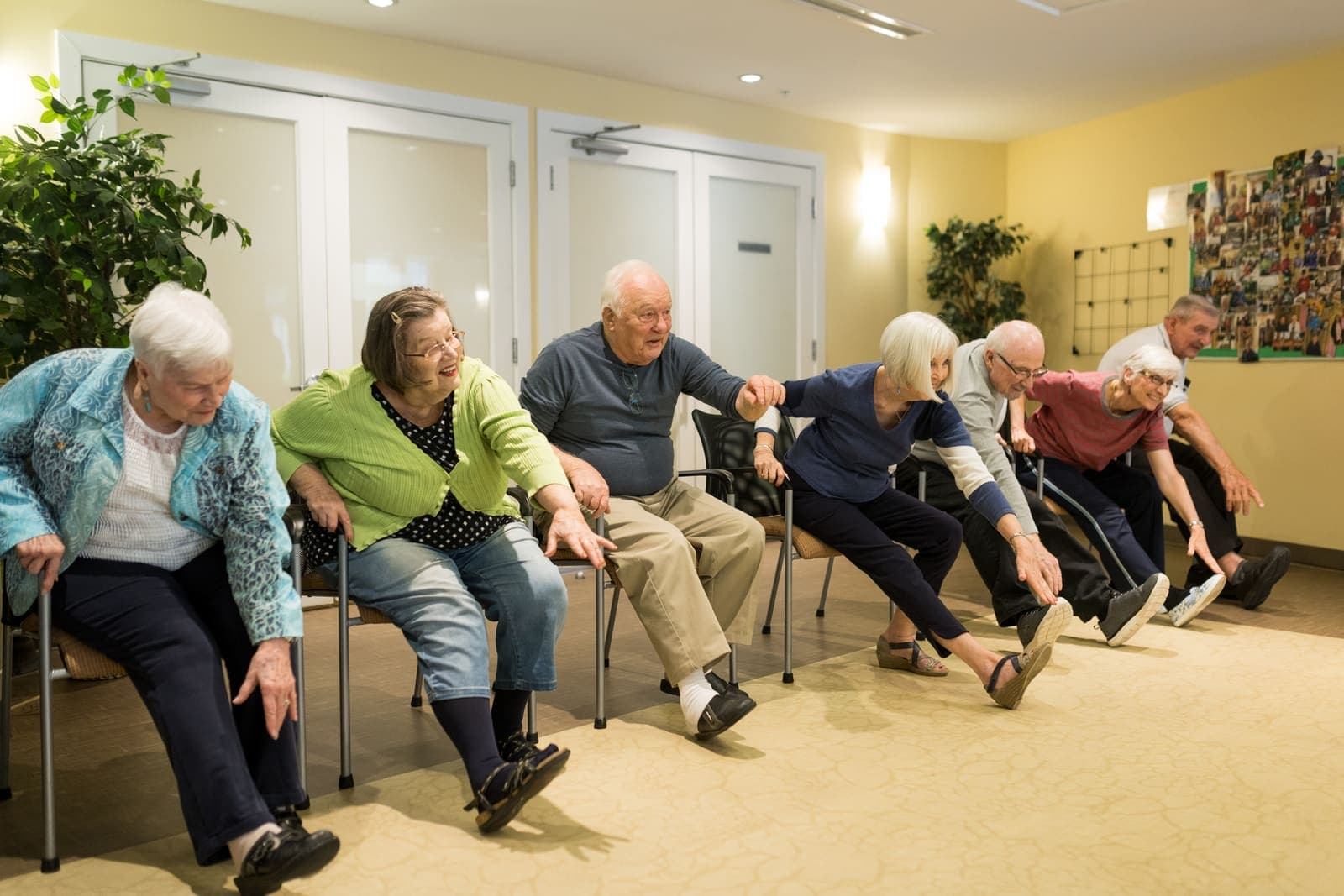 Group fitness class in full swing