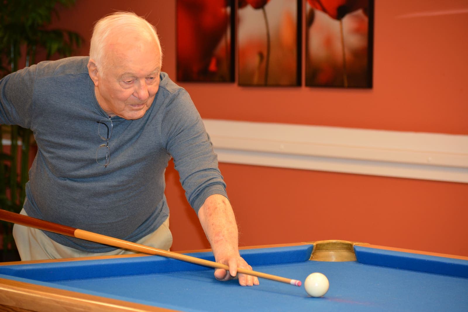 A game of billiards in the games room