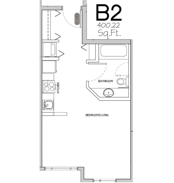 Studio suite floor plan — B2