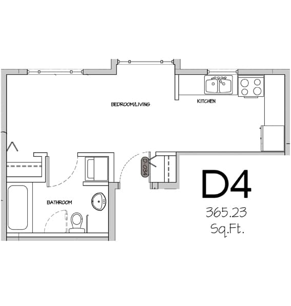Two bedroom suite floor plan — D4