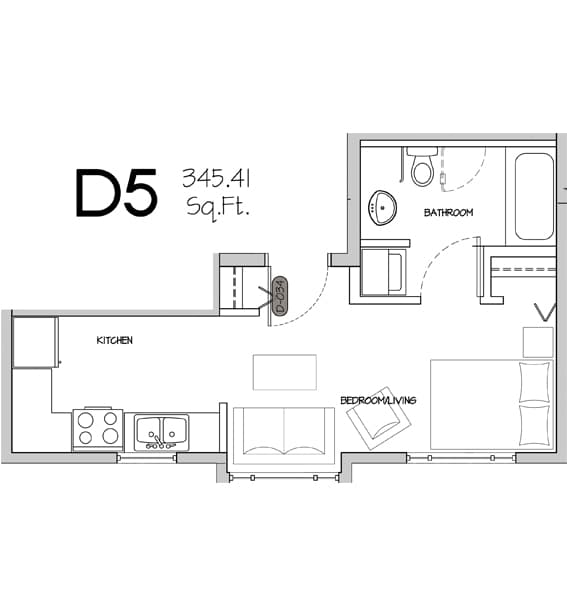 Two bedroom suite floor plan — D5
